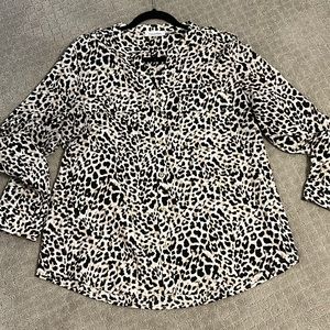 Calvin Klein Black and White Leopard Print Blouse